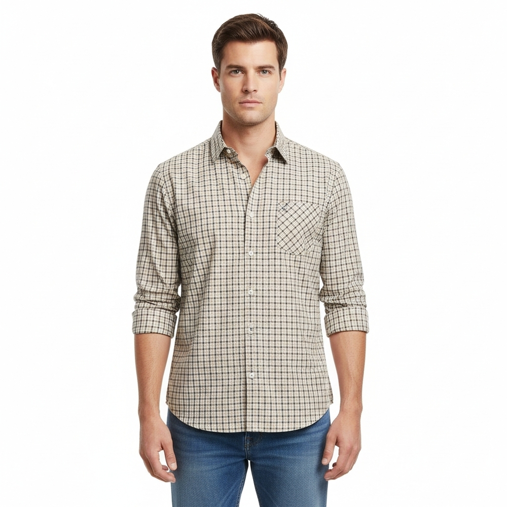 Ben Sherman Men's L Plaid Multicolor Long Sleeve Button-Up Cotton Shirt